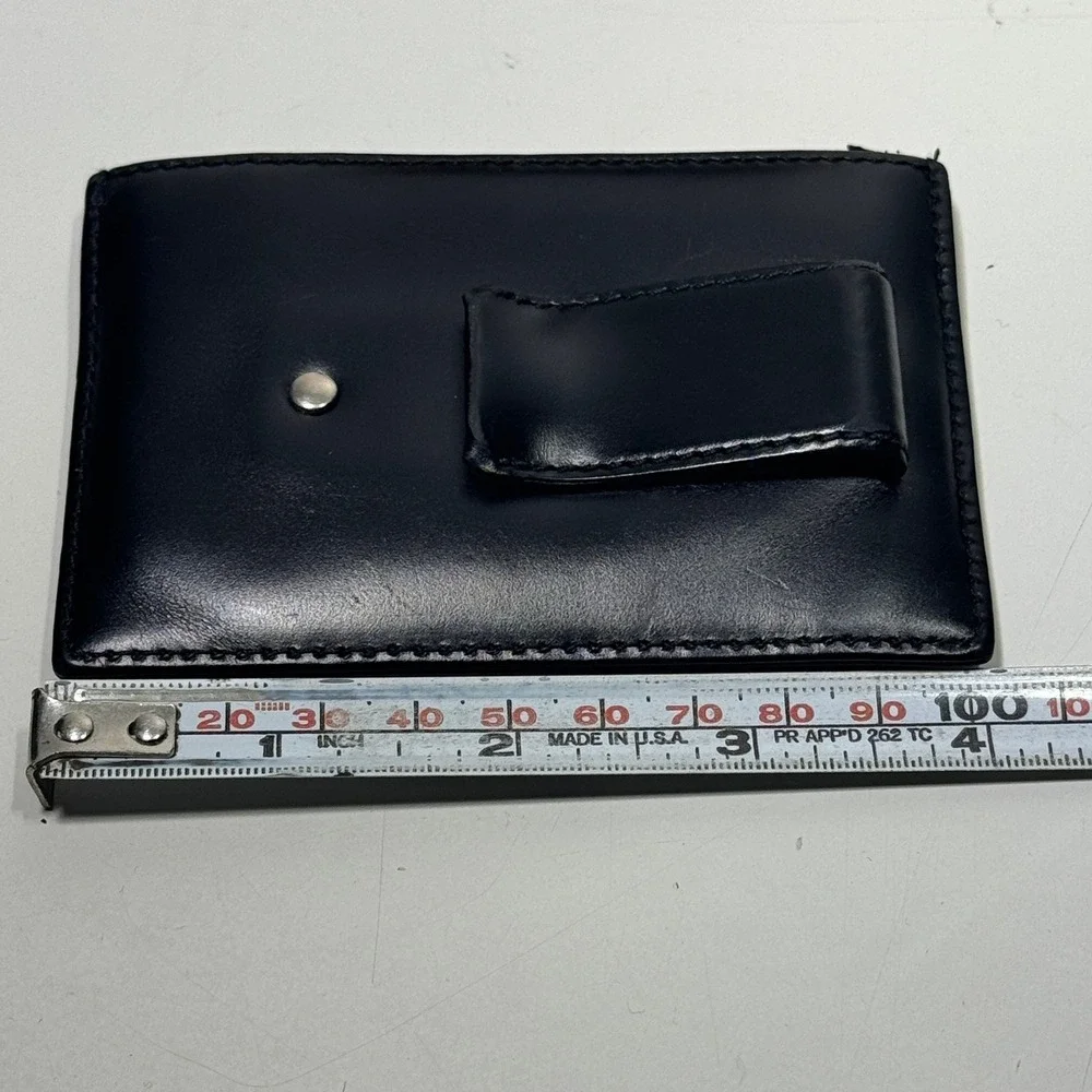 VTG Coach Water Buffalo Money Clip Card Case Wallet Black Leather Made in Spain